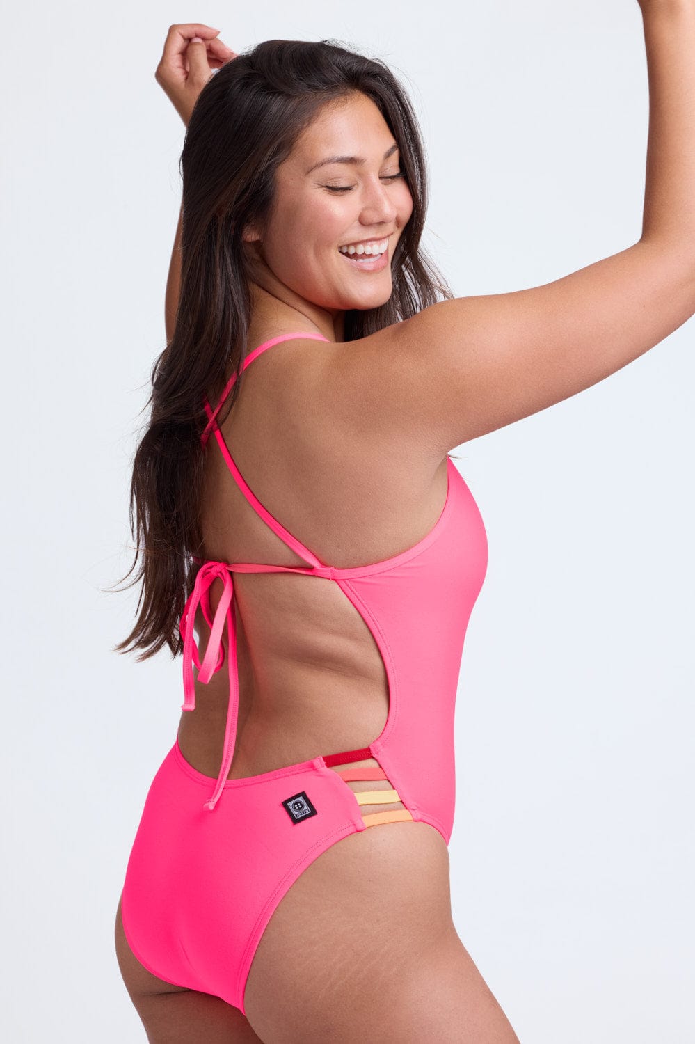 Gavin 2 Swim Onesie - Hot Pink Contrast