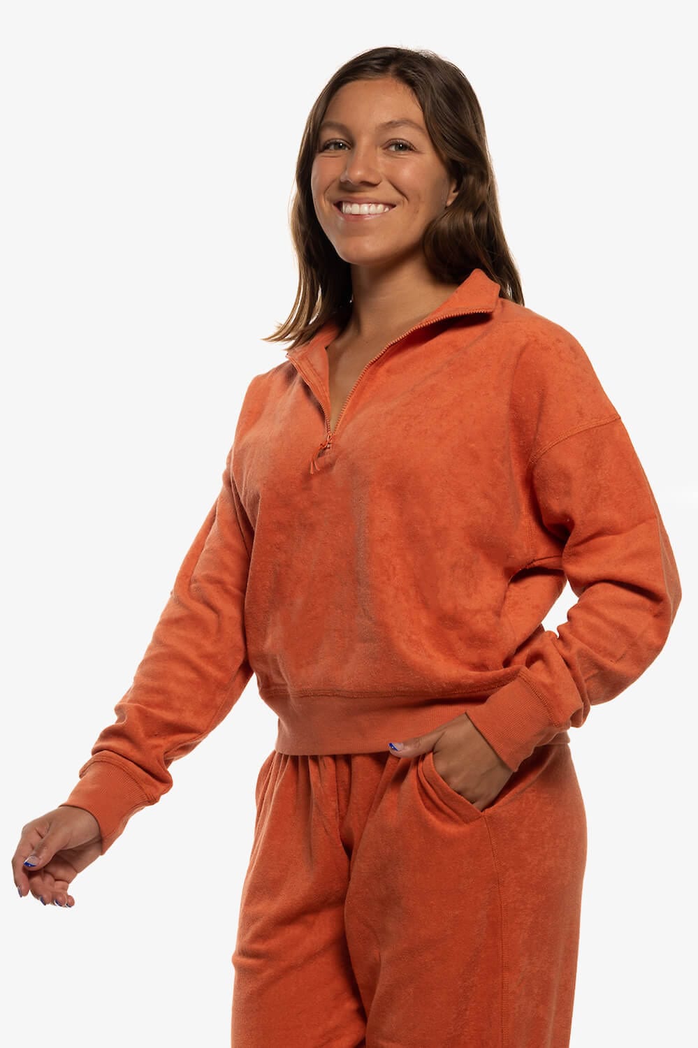 Final Sale Callie Terry Cloth  1/4 Zip Pullover Sweatshirt